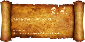 Ramacher Arnold névjegykártya